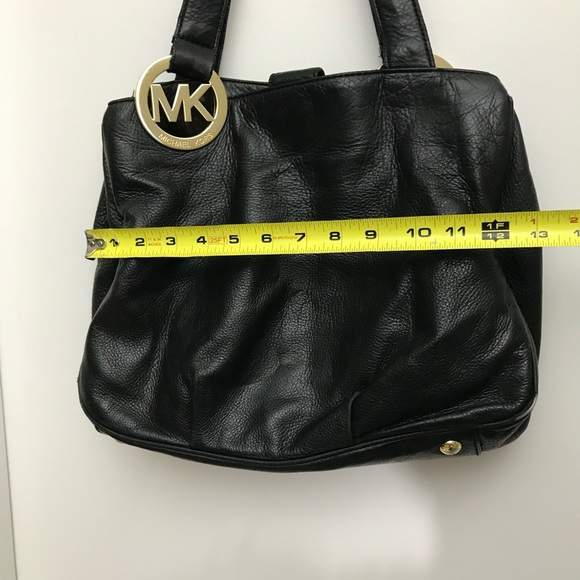 Michael Michael Kors Womens Pebbled Leather Top Handle Logo Tote Handbag Black - Picture 8 of 16